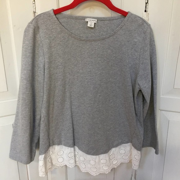 J. by J. Crew Gray Top w/ Eyelet Detail - Picture 2 of 16